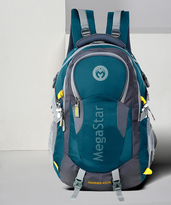 MegaStar Hammer Premium Waterproof Bag For Travelling Trekking Rucksack Hiking Camping 45 L Laptop Backpack(Green, Grey)