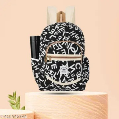 Mahaveer Collection Collage And School Backpack Alphabet Print Black color Backpack 15 L Backpack(Black)
