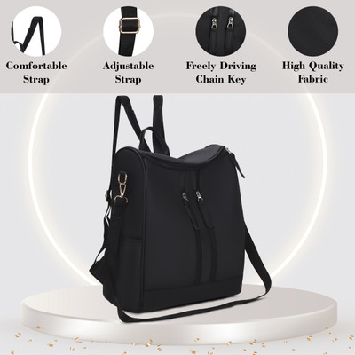 qivee Fashion Women Backpack for Teenage Girl Ladies Backpacks Casual Female Bag 11 L Backpack(Black)