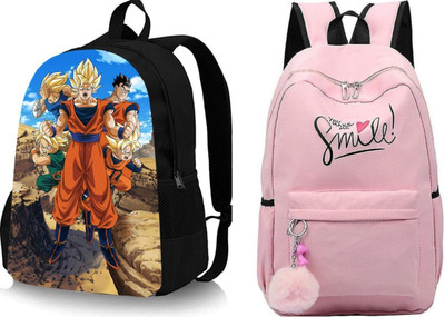 khatushyam collection A_GOKU_@@_5 & SMILE-PRINT-1PC_abc 30 L Backpack(Black, Pink)