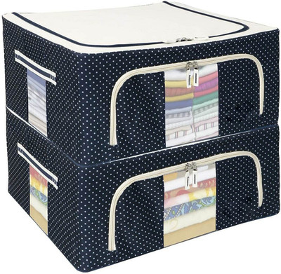 TRK IMPEX Wardrobe Organizer Clothes Storage Bag Foldable Cloth Storage Box 66 LTR-2 Pcs 66 L Backpack(Multicolor)