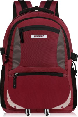 SEEBA spacy unisex backpack with rain cover and reflective strip 38 L Laptop Backpack(Maroon)