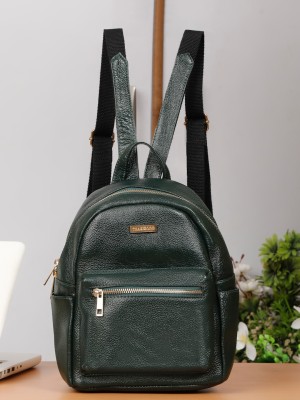 Teakwood Leathers Women's Green Texture Leather Backpack 10 L Backpack(Green)