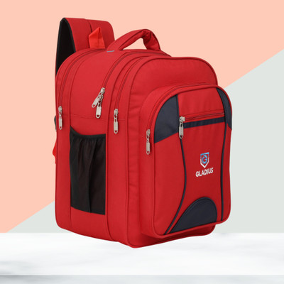 GLADIUS School Bag for Boys & Girls | Large 17×13 Inch | (Class 3-10, Unisex) 50 L Backpack(Red)