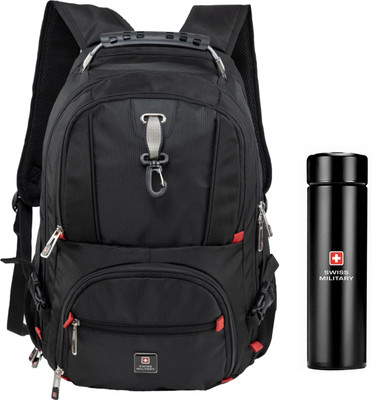 SWISS MILITARY combo Laptop Backpack with digital vacuum Flask 31 L Laptop Backpack(Black)