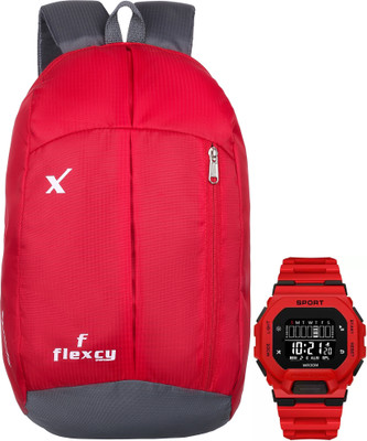 FLEXCY LEATHER Best And Stylish And Strong Flexcy Sport Backpack & New Square Digital Watch 20 L Backpack(Red)