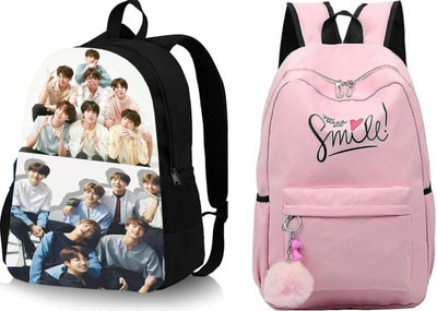 Shishtha A_DGTL-031_@@_1PC & SMILE-PRINT-1PC_abc 30 L Backpack(Black, Pink)