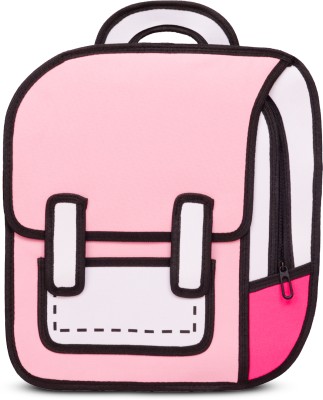 REDHORNS 3D Jump Style 2D Drawing Backpack Anime Cartoon School Bag Comic Bookbag 20 L Backpack(Pink)