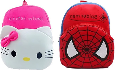 Bluemoon AVK_combo of 2 pink hello kitty, red spiderman_1222 10 L Backpack(Multicolor)