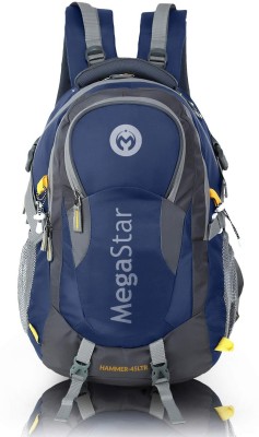 MegaStar Hammer Premium Waterproof Bag For Travelling Trekking Rucksack Hiking Camping 45 L Laptop Backpack(Blue, Grey)