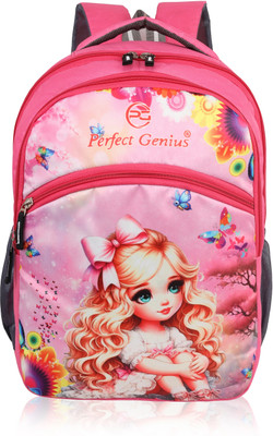 PERFECT GENIUS Cartoon Printed for Boys & Girls |Waterproof School Bag for Age 3-9 24 L Backpack(Pink)