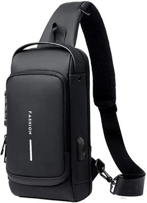 SVULINT Cross Waterproof Cross body with USB Charging Port 6 L Backpack(Black)