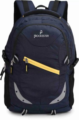 POCKESTER With Rain Cover Waterproof Laptop Bag 35 L Laptop Backpack(Blue)