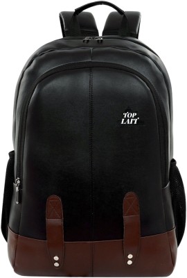 top lait Classic 30L artificial leather backpack 15.6 Inch Laptop Bag Men Women College 30 L Laptop Backpack(Black)