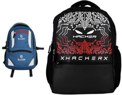 Elcom Backbenchers Hacker Fusion Stylish Backbenchers School Bag Boys 30 L Backpack(Black, Blue)