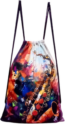 Fab C Grapnic Printed Polyester Drawstring Backpack for Casual/ Yoga/ Tution/ Sports 18 L Backpack(Orange)
