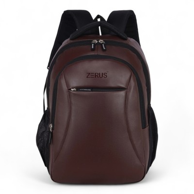 ZERUS Pu Leather School Backpack with 3 Compartment Bag for Men Women Boys & Girls 30 L Trolley Laptop Backpack(Brown)