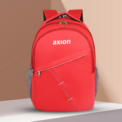 Axion Medium 25 L School College Laptop Backpack; Light Weight + Strong Zig Zag Stitch 25 L Backpack(Red)