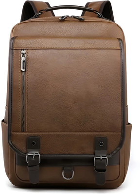 Happykids Stylish SyntheticLeather Backpack 15inch Laptop Large Capacity 15 L Backpack(Brown)