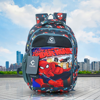 CAPTAIN SCHOOL BACKPACKS FOR KIDS 20 L Backpack(Black, Red)