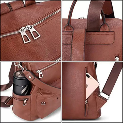 JAISOM Small 18 L Laptop Backpack Purse Travel Vintage PU Leather Bag For Women 25 L Backpack(Brown)