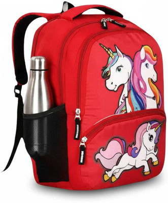 IckonicWorld Mart Ickonic World Magical Unicorn School Bag Trendy Kids Backpack for class 0to5 25 L Backpack(Red)