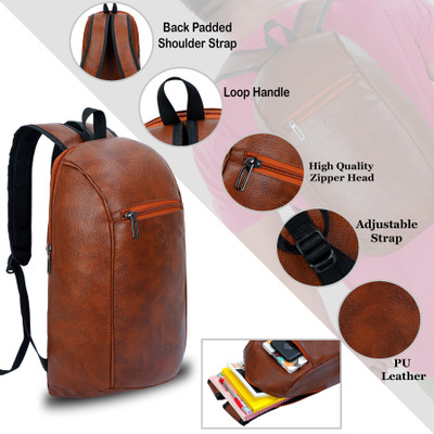 Axen Artificial Leather Casual Bag SkyTourister WaterResistant Tution Picnic Daypack 25 L Backpack(Brown)