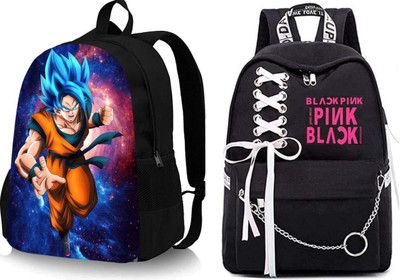 khatushyam collection A_GOKU_@@@_2 & RIBBEN-BLCKPINK-1PC_abc 30 L Backpack(Black, Black)