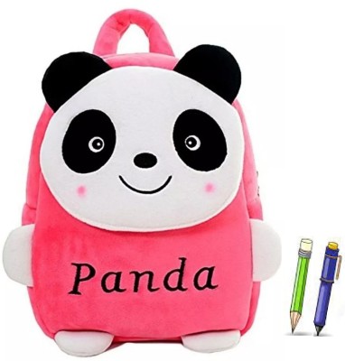 7Eleven Enterprise New Panda Pink Velvet School Bag For Nursery Kids, Age 2 To 5 School Bag 10 L Backpack(Multicolor)