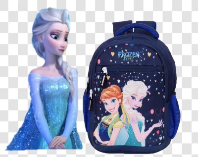 FLEXCY NEW POLYSTER STYLISH FROZEN PRINTED LIGHT WEIGHT (LKG/UKG/1st/2nd Class) Waterproof School Bag(Dark Blue, 25 L)