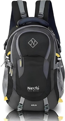 Nexfo Gets Better Laptop Backpack Unisex Travel Rucksack hiking fits upto 17.3 with Raincover 45 L Laptop Backpack(Black, Grey)