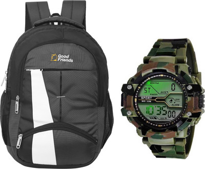 Capitalpoint for Boys Girls/Office School College Students,Digital Watches Combo 35 L Backpack(Grey)