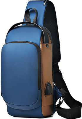 INKMILAN Crossbody Password Zipper Lock & USB Charging Metallic 1.5 L Backpack(Blue)