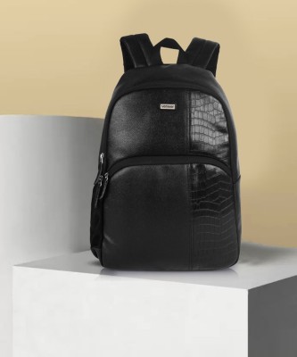 Veneer Classy Vegan Leather Croco Fusion Business Office College Travel Unisex Backpack 25 L Laptop Backpack(Black)