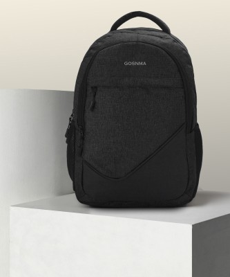 GOSNMA Laptop Backpack 1025 Khadi Textured 25 L Laptop Backpack(Black, Grey)