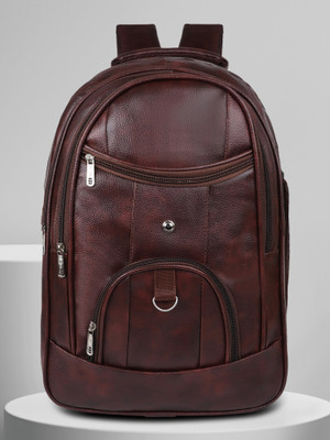 Romofy Casual Vegan Leather Office College Laptop Shoulder Business Unisex Backpack 35 L Laptop Backpack(Brown)