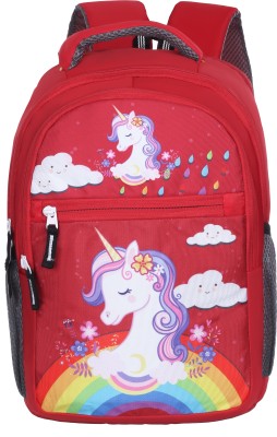 GoodFeel New Stylish Soft Polyester Horse Printed (LKG/UKG/1st/2nd Class) Kids School Bag Waterproof School Bag(Red, 15 inch)