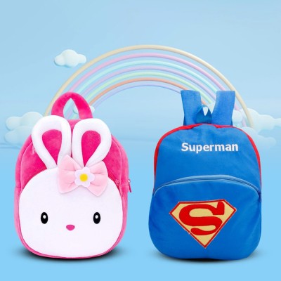 SPIRITED Kids School Combo Soft Plush Rabbit Cartoon Baby Boys/Girl Bag 14 L Backpack(Pink)