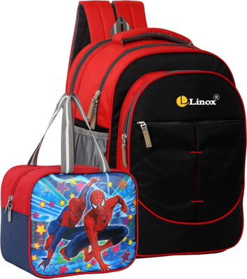 LINOX Combo High Quality Waterproof School & Lunch Bag Pre School Nursery to 3rd 35 L Backpack(Black)