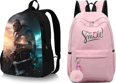 Plama A_DGTL-014_@@_1PC & SMILE-PRINT-1PC_abc 30 L Backpack(Black, Pink)