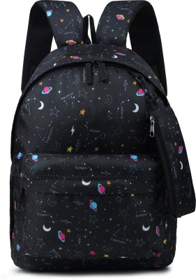 SMULY Stylish&Trendy,Waterproof&Lightweight with stationary Pouch for girl 22 L Backpack(Black)