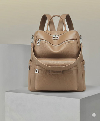 WomenBuzz Purse for Women Convertible 23L Travel Vintage PU Leather Shoulder 25 L Backpack(Gold)