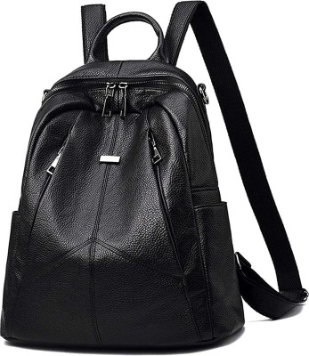 HouseOfCommon Black Fashion Leather Backpack For School & College & Office 30 L Backpack(Black)