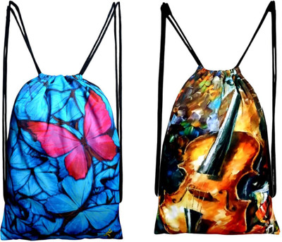 Fab C Grapnic Printed Drawstring Polyester Backpack for Sports/ Gym/Yoga/Casual 16 L Backpack(Pink)