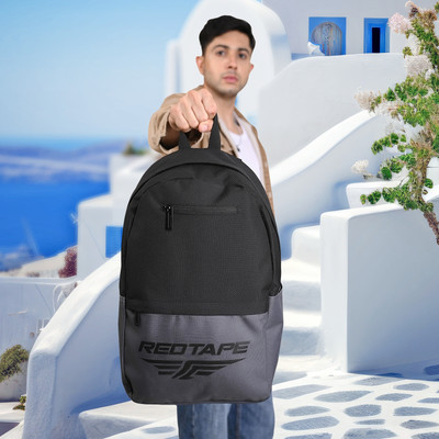 RED TAPE Black Grey Boys & Unisex Polyester Backpack | School, College & Office Bag 21.5 L Laptop Backpack(Black)