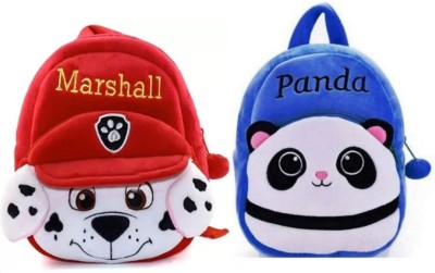 AA ENTERPRISES Blue panda & Red Marshall combo | kids school bag 2 to 5 years 12 L Backpack(White, Red, Blue)