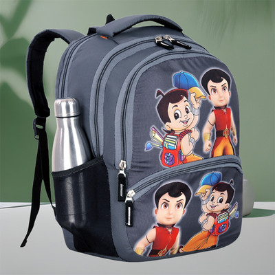 ZERUS Chhota Bheem Cartoon Print Kids School Backpack Boys Girls Bag 4 Compartment 21 L Backpack(Grey)