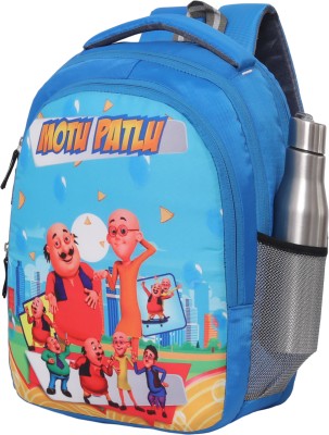 Aliva Fashion School Bag with 3 Compartment and LightWeight Motu Patlu 35 L Backpack(Blue, Grey)