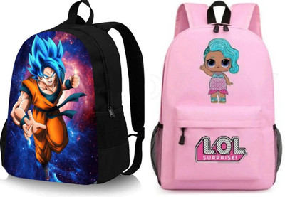 Plama A_GOKU_@@@_2 & LOL-PRINTPINK-1PC_abc 30 L Backpack(Black, Pink)