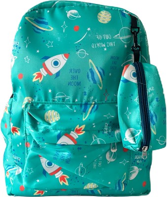 Allwyn Printed Green-Space School/College Waterproof Bag for Girls 5 L Backpack(Green)